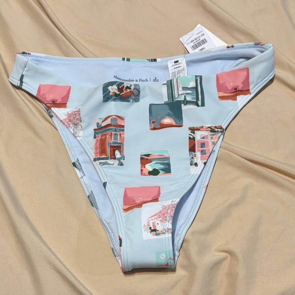 Abercrombie & Fitch Light Blue Graphic Bikini Bottom